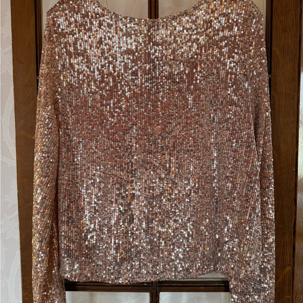Chelsea28 Rose Gold Sequin Blouse